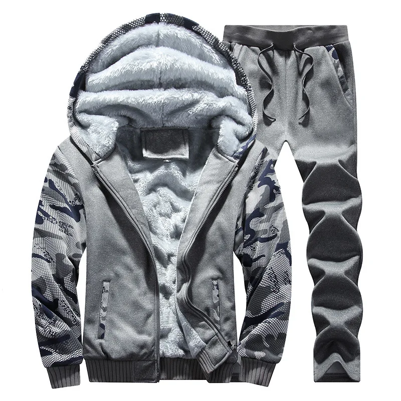 

Fashion Velvet Mens Hoodies Sportwear Sets Winter Hoodies Sweatshirts Jacket Coat + Pants Thick Warm Tracksuits for Men MY149