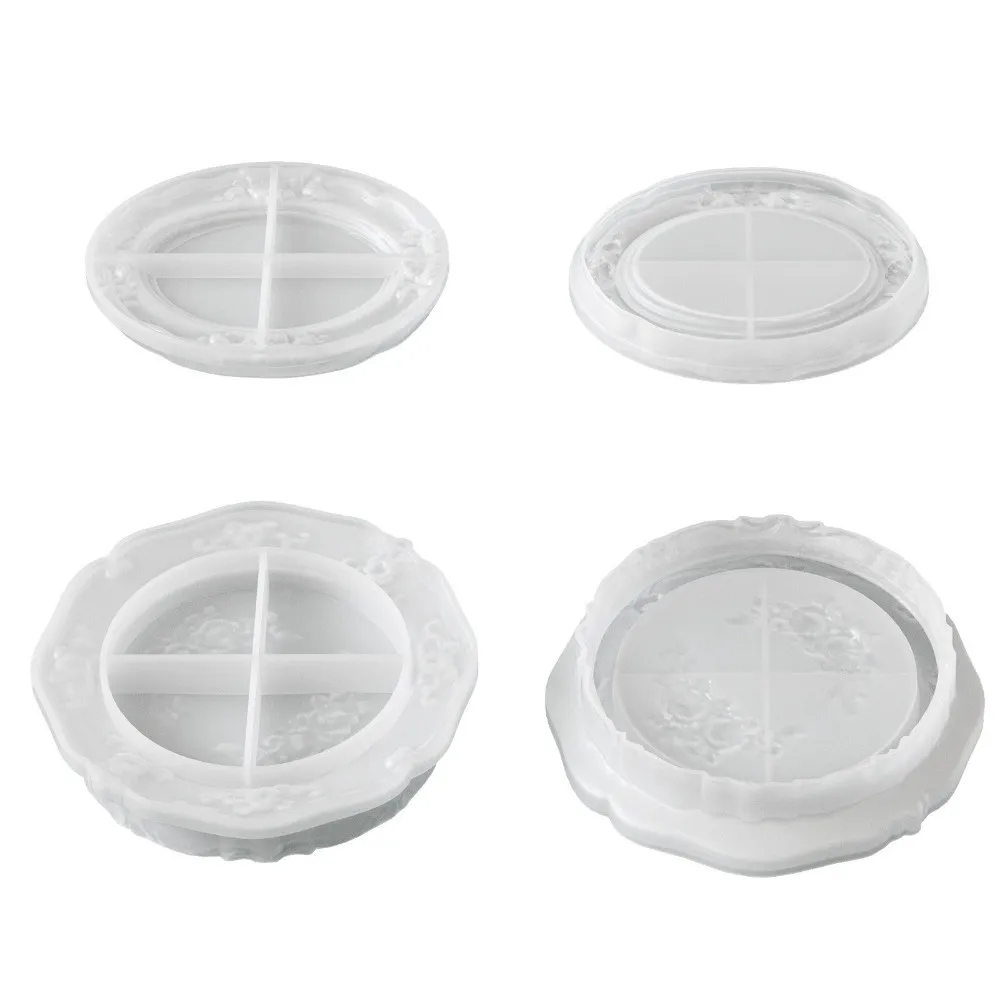Rose Embossed Jewelry Storage Tray Embossed Pattern Vintage Floral Relief Storage Bowl Creative Shape Silicone Mold