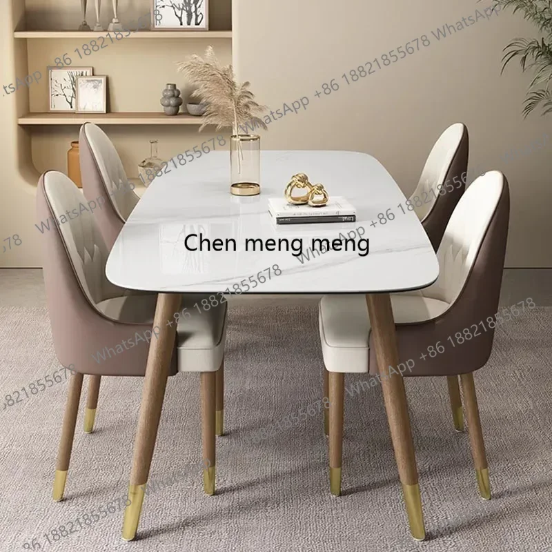 Mesa de Jantar F150Living Luxuosa, Design Moderno à Prova d'Água, Mesa de Jantar Minimalista, Móveis de Cozinha em Madeira Nórdica