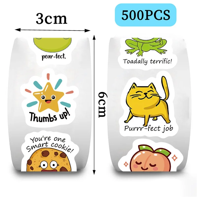 500PCS Cartoon Reward Sticky Paper Sticker Labels Thank You Sticker Sealing DIY Decoration Scrapbooking Stationery Supplies