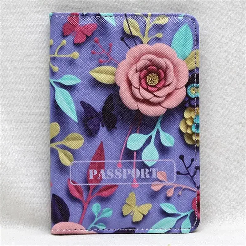 Attractive Flower Pattern Travel Passport Cover Document Card Travel Passport Holder Credit Card Case Ladies ID Card Wallets Hot