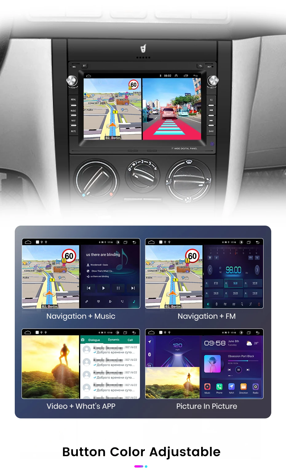 Android Autoradio für VW Passat B5 MK4 MK5 Golf 4 IV Polo Bora Jetta T5 SHARAN Jetta Transport T5 MULTIVAN LUPO Seat ALHAMBRA Cordoban Lego Excellent FM RDS Multimedia