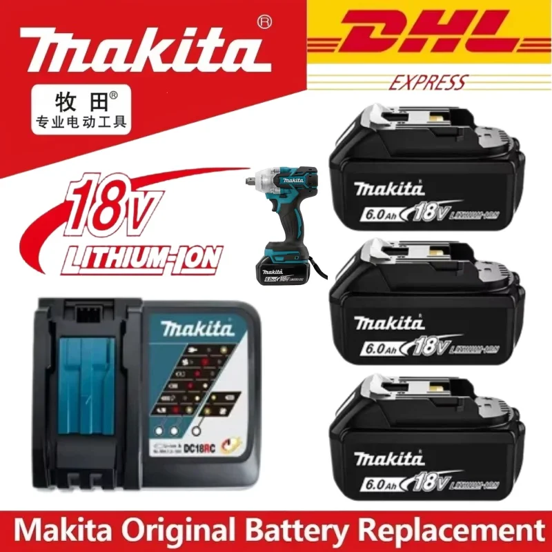 

Genuine Makita 18V 6.0Ah Li-ion Rechargeable Battery, Compatible with BL1830/BL1830B/BL1840/BL1840B/BL1850/BL1850B Power Tools
