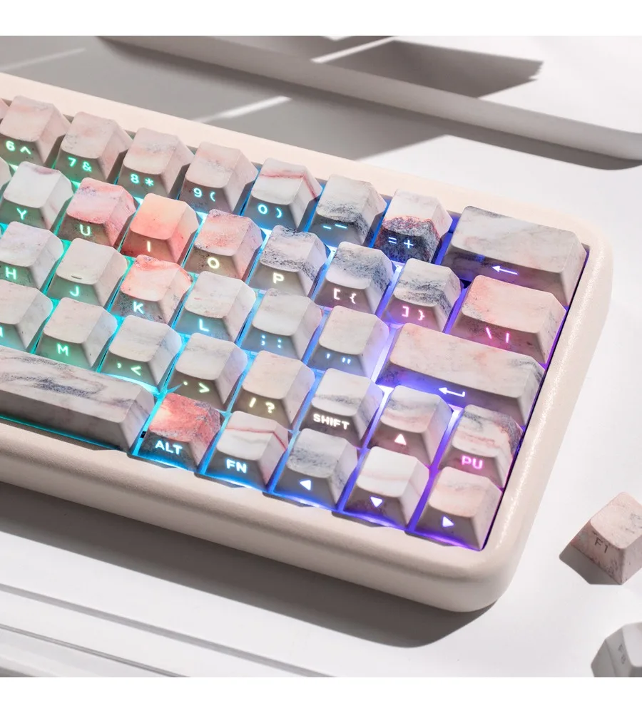 Black side-through marble mechanical keyboard keycap PBT five-sided sublimation 131 keys custom original height