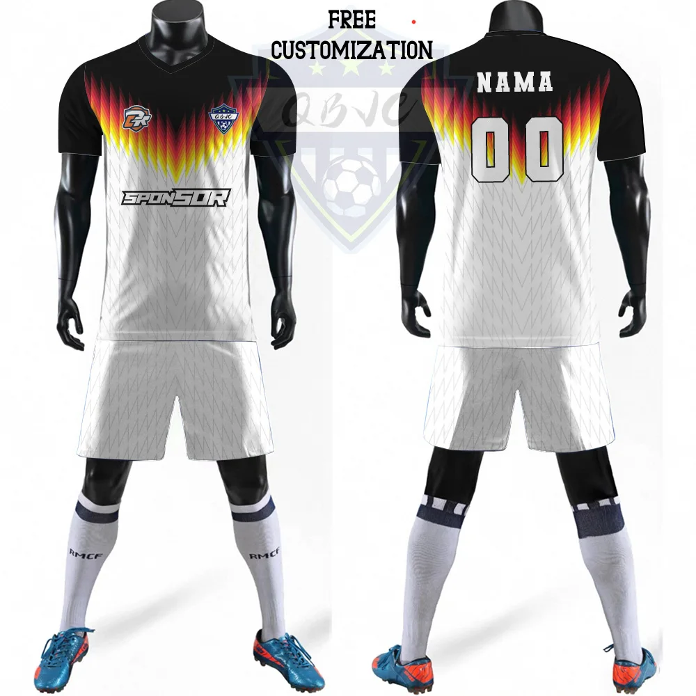 

Customizable men's and women's five-a-side football sportswear set, sports T-shirt and shorts set, gradient stripe 3D printing