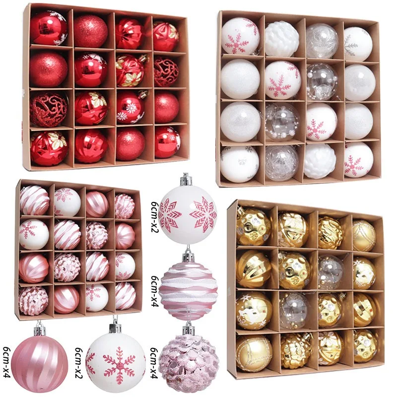 Christmas Decorative Ball Set 6CM/16PCS Electroplated Plastic Painted Alien Christmas Ball Set Christmas Tree Pendant