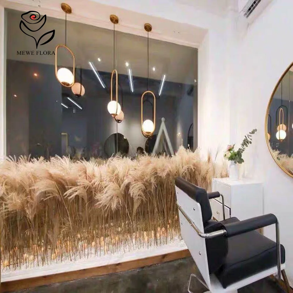200PCS Natural Dried Fluffy Reeds Flower Bouquet for Shop Window Scene Luxury Decoration Pampas Grass Wedding Entrance Ornaments