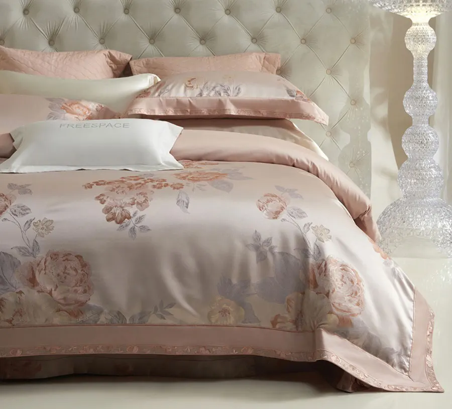

Романтический элегантный комплект постельного белья с пасторальным цветком, полный хлопковый домашний текстиль с цветочным принтом королевы, плоская простыня, наволочка, пододеяльник