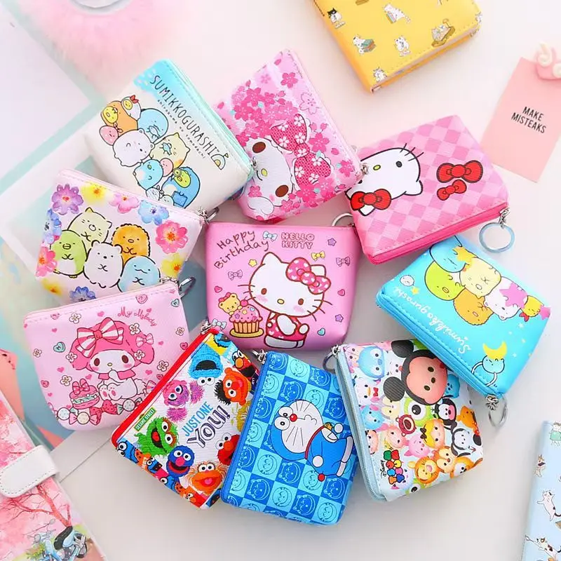 

Melody HelloKitty Kids Wallet PU Leather Key Holder Coin Purse Cute Mini Bag Cartoon Accessories