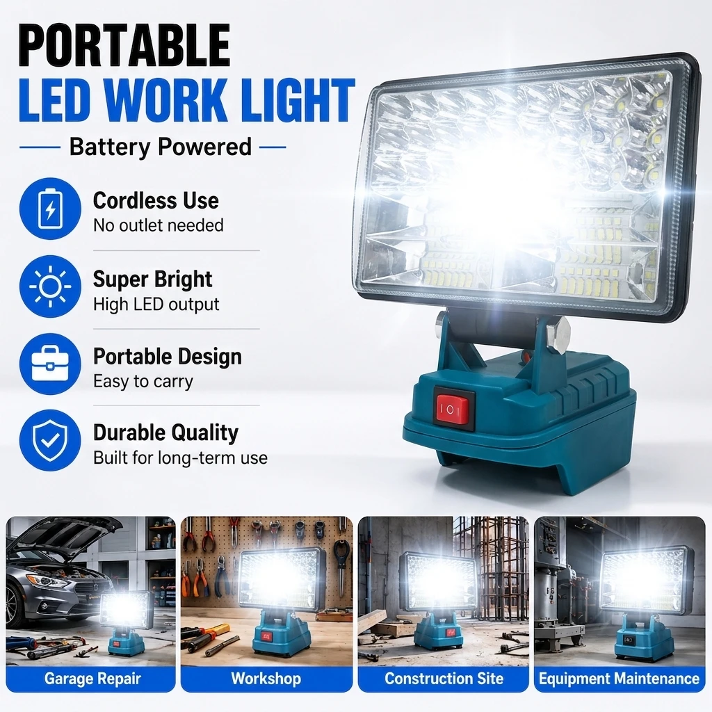 LED Work Light FOR Makita 18V Battery Portable Flood Lamp Cordless Handheld Outdoor Camping Emergency USB Garage Repair Jobsite