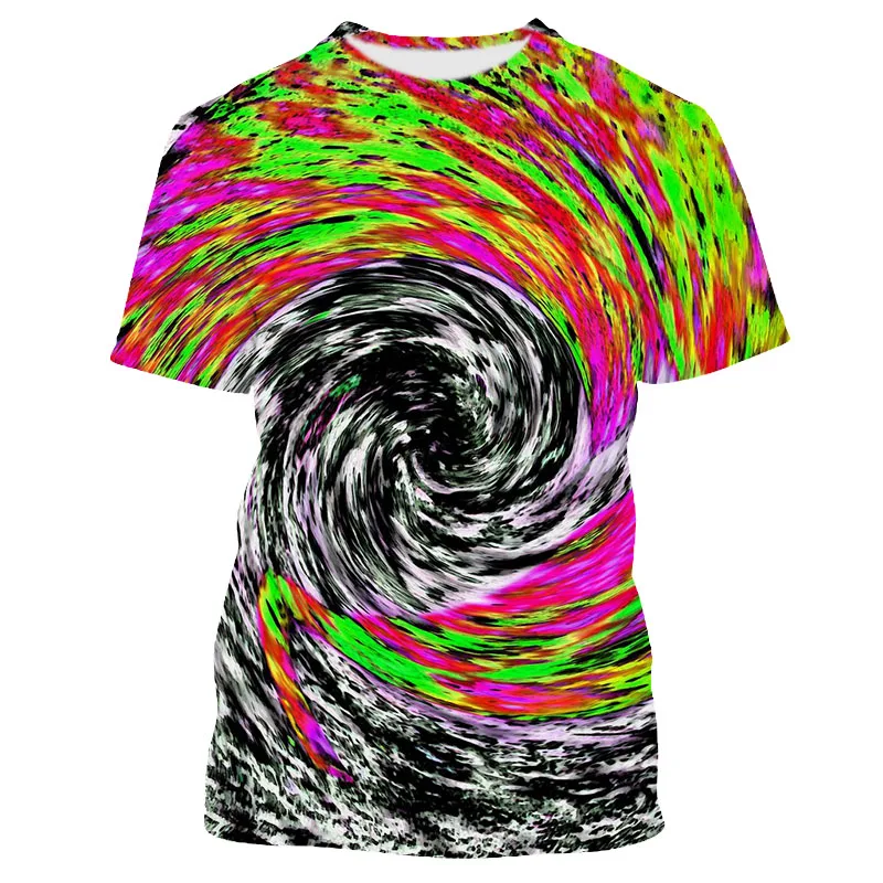 Jumeast 3D Abstract Swirl Vortex Printed T-shirty Large Size Funny Graphic Spiral Men T-shirts Tie-dye Grunge Aesthetic Clothing