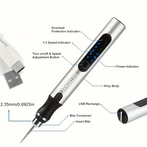 USB Wireless Rotary Tool Kit, Holzaufnahmestift, machen Sie es sich selbst für Schmuck, Metall, Glas, drahtlose Bohrer 8 Hauptverkaufswälder - №6
