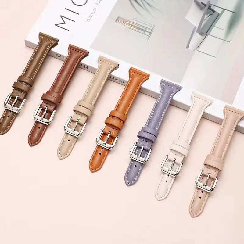 Тонкий кожаный ремешок для Samsung Galaxy watch 7/FE/6/5/pro/4 Classic 20 мм 22 мм спортивный браслет Correa Huawei watch GT 5-4-2-3 Band