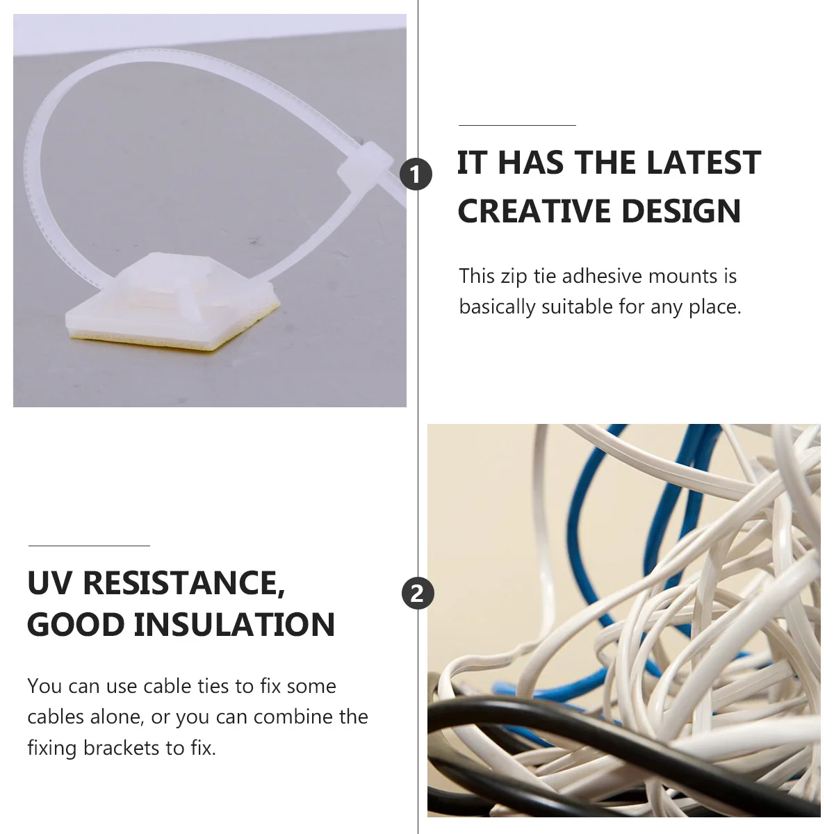 

Wire Fixing Base Holders Self Adhesive Cable Tie Mounts for Organizing Cables Clamps Zip Ties Management Multi Purpose