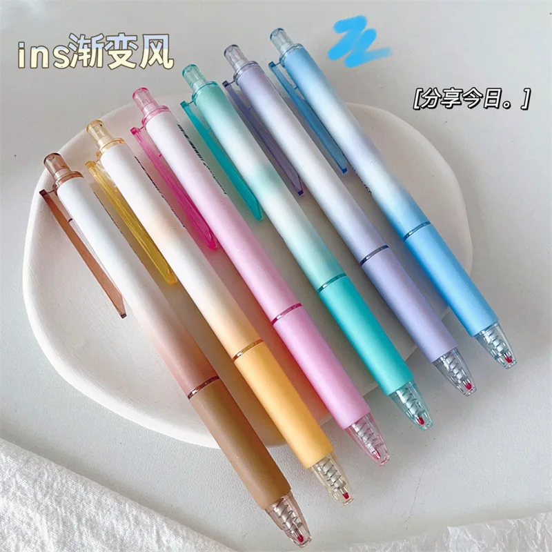 

Набор гелевых ручек Click, 6 шт., эстетические яркие цвета, выдвижная, тонкая шариковая ручка 0,5 мм, быстросохнущая, черные чернила, гладкое письмо