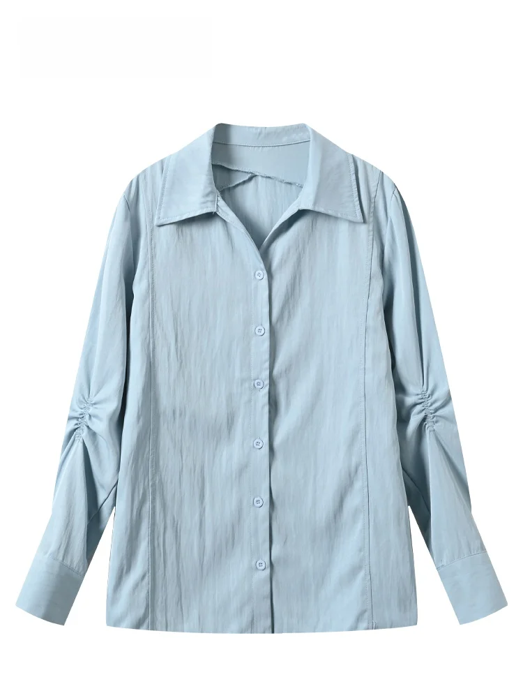 

Loose Long Sleeve Women's Shirt Spring New Style Casual Loose Age-Defying Top for plus Size Sister French Style Cotton Blend