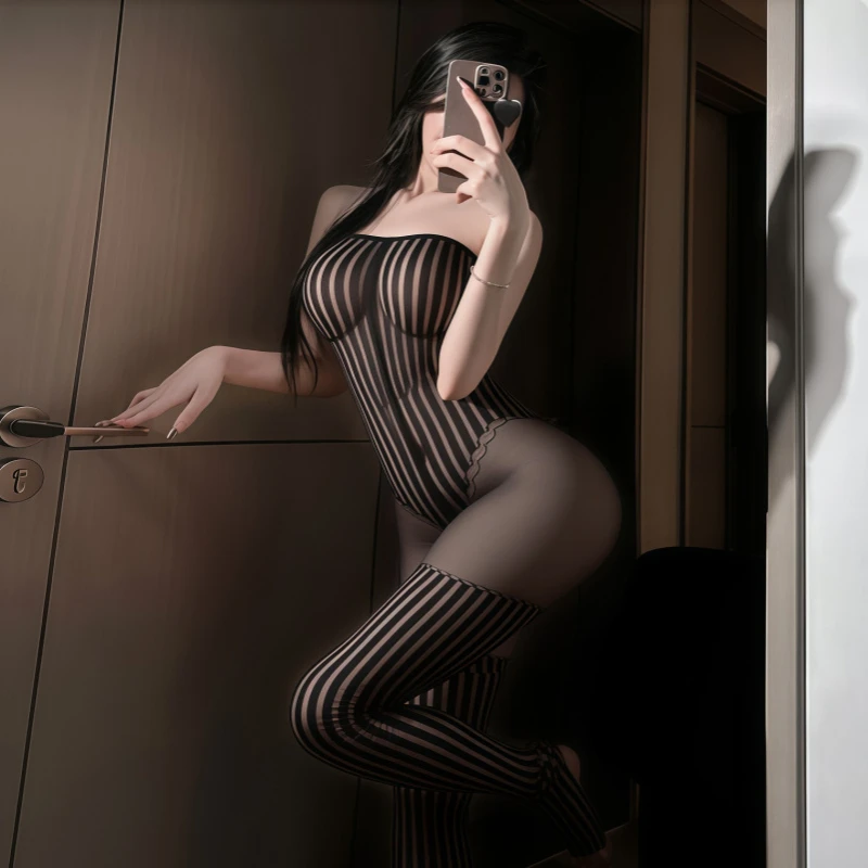 

Sexy Fishnet Bodystocking Exotic See-Through Lingerie One Pieces Bodysuit Strapless Backless Jumpsuit Open Crotch Underwear