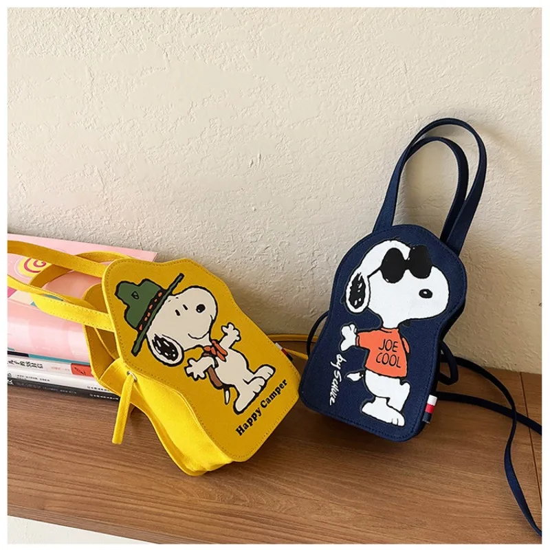 New Snoopy cartoon cute three-dimensional canvas bag handbag creative kawaii cross-body white change storage bag gift wholesale