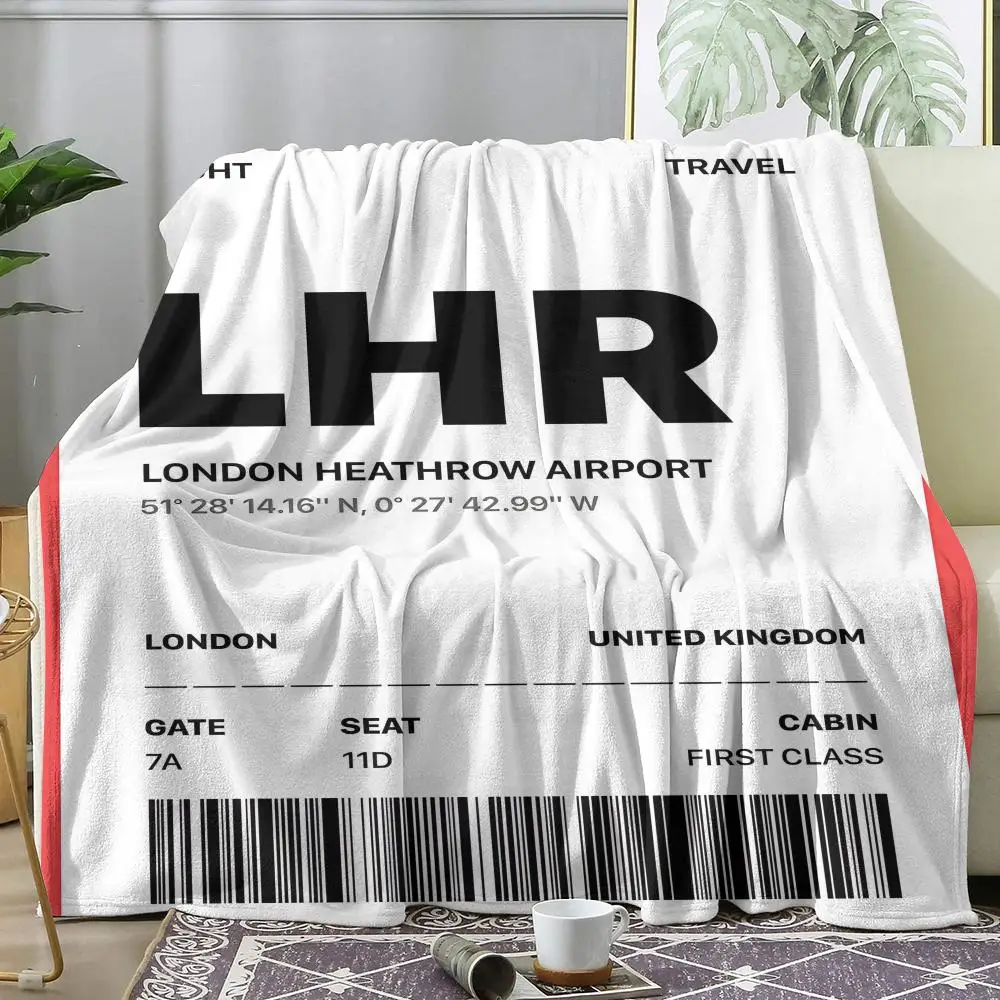 

Airplane Ticket Throw Soft Flannel AC Blanket Lightweight Summer Nap Throw Cozy Blanket for Sofa Bed Travel Home