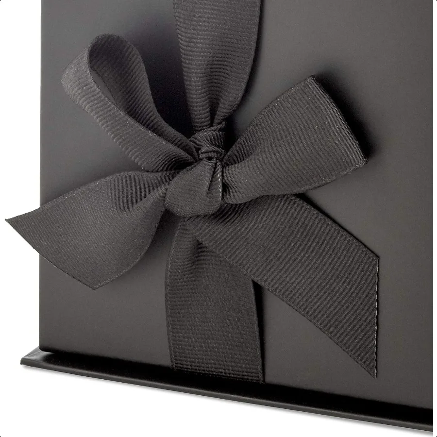 Small Gift Box with Bow and Shredded Paper Fill Black 4 inch Gift Box for Weddings Graduations Birthdays Father's Day Groomsmen