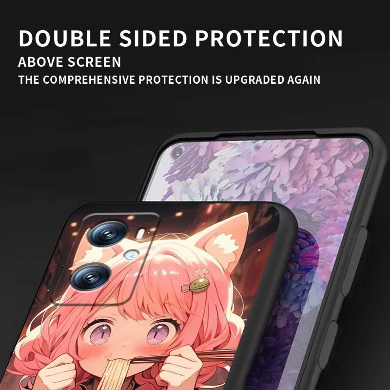 جراب هاتف كارتوني SPY x FAMILY لهاتف OPPO Reno 7 A96 A40 A58 5 6 Realme GT A74 A78 Neo2 A74 A78 Find X5 X3 X7 X8 أسود