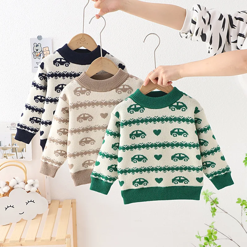 

Boys Autumn Winter Sweater Kids Cotton 1-8 Years Childrens Clothing Brand Round Neck Pullover Knit Girl Sweater Baby Top IY01171