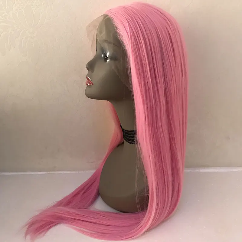 Living Pink Staight Hair Wig Synthetic 13x4 Lace Front Wigs High Quality Heat Resistant Fiber Hair Side Part For Women Cosplay