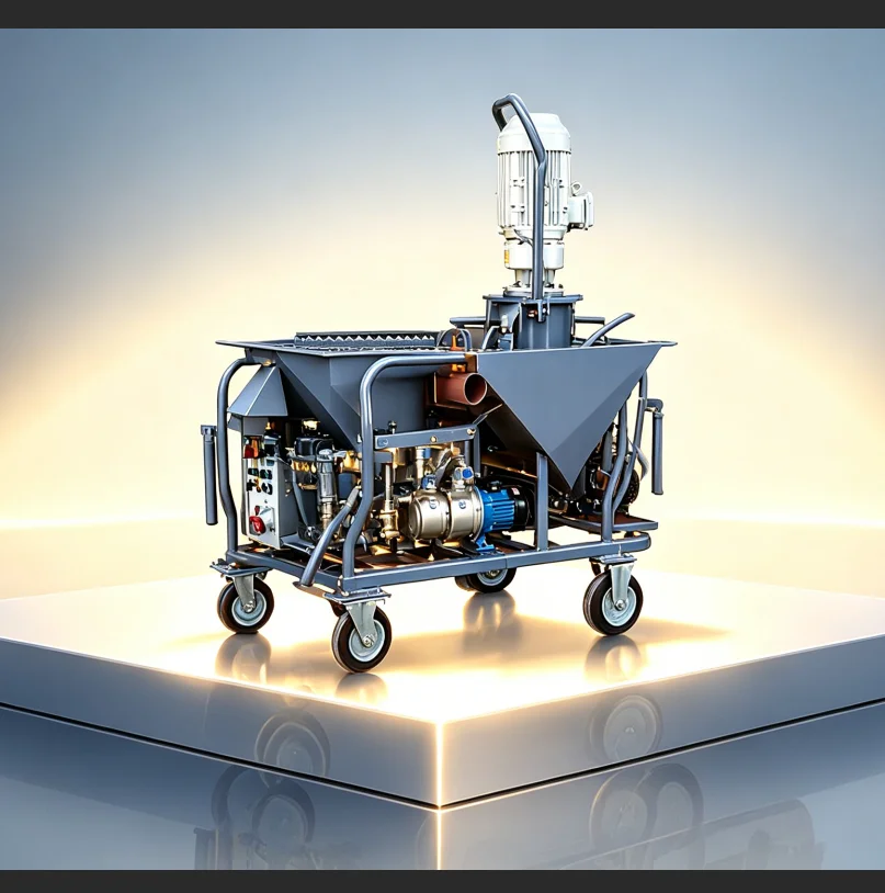 Energy Saving Electric Plaster Machine Spray Gun Hopper Design High Power Motor Strong Sturdy Frame