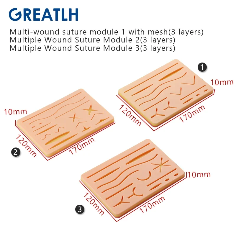 Skin Suture Practice Pad with Wound Silicone Suture Practice Pad Medical Training Model