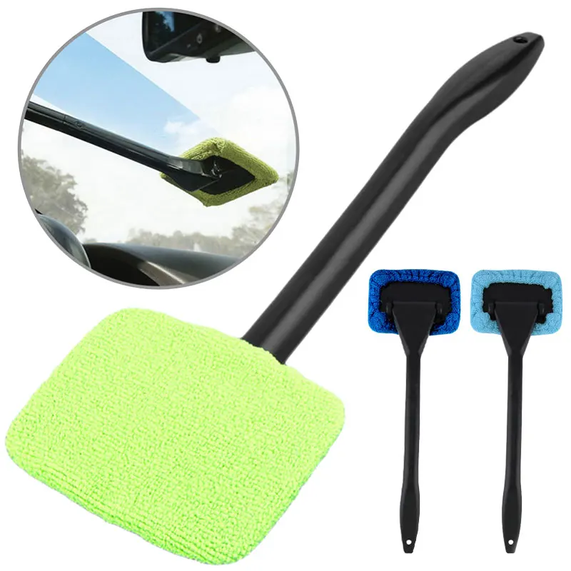 Car Window Cleaner Brush Kit Interior Auto Glass Wiper Windshield Cleaning Wash Tool With Long Handle Car Accessories 3 Colors