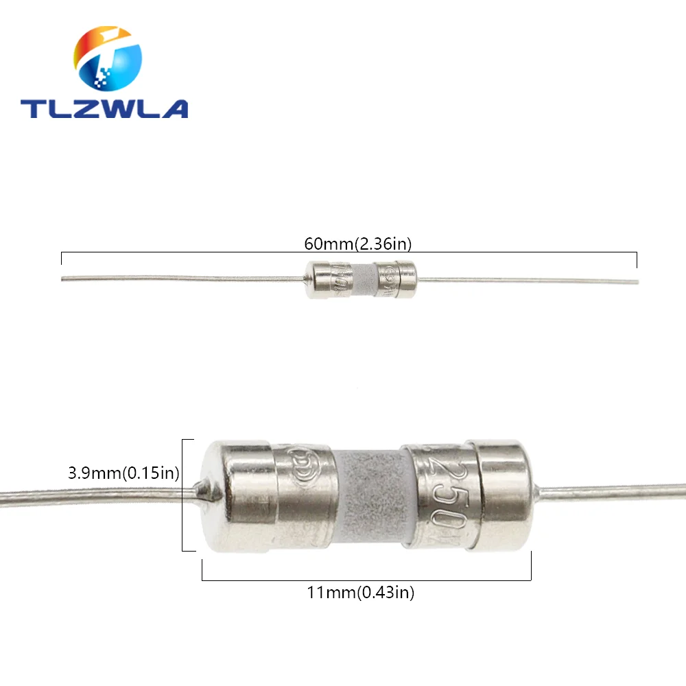 10PCS Quick Break 3.6X10MM Lead Wire Slow Blow Ceramic Fuse Tube 0.5A 1A 1.5A 2A 3A 3.15A 4A 5A 6.3A 8A 10A 15A 250V 3.6*10