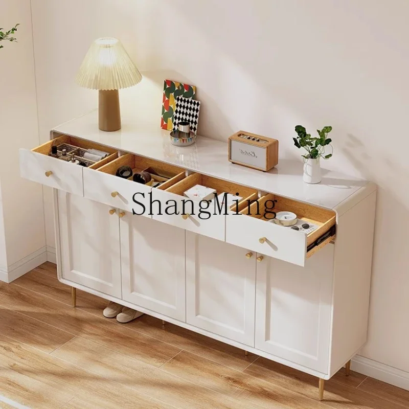 

ZYYHome Cream Wind Shoe Cabinet Home Door Light Luxury Entrance Large Capacity Locker