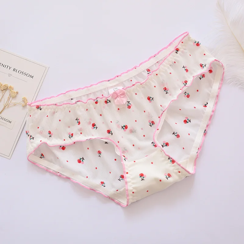 Sale Kids Underwear Girl's Underwear 3pc/bag Ventilation Cotton Lace Sexy Transparent Briefs Young Girl Panties M L XL