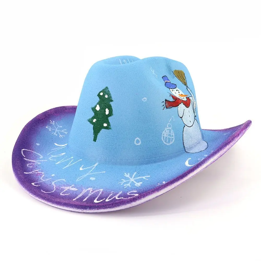 New Fashion Hand-Painted Western Cowboy Hat - Pure Wool Felt Ethnic Party Hat, Vintage Jazz Cap with Artistic Design