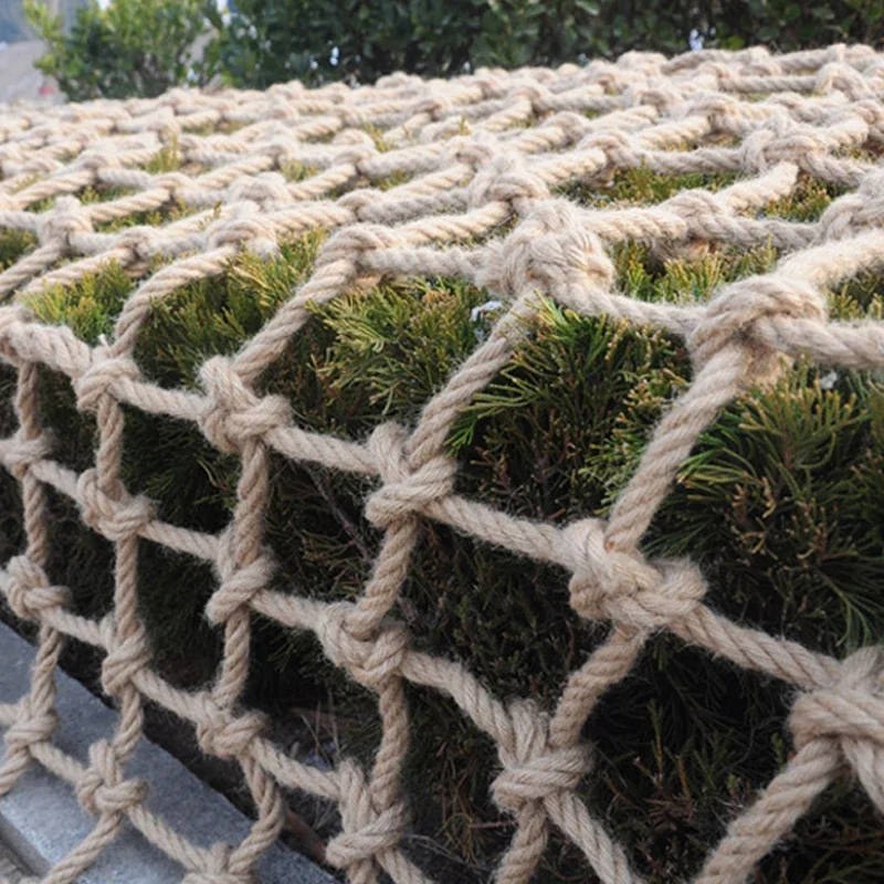 2m*1m Natural Jute Rope Safety Net Retro Hemp Plant Climbing Trellis Net Garden Balcony Fence Protective Barrier Netting Garden