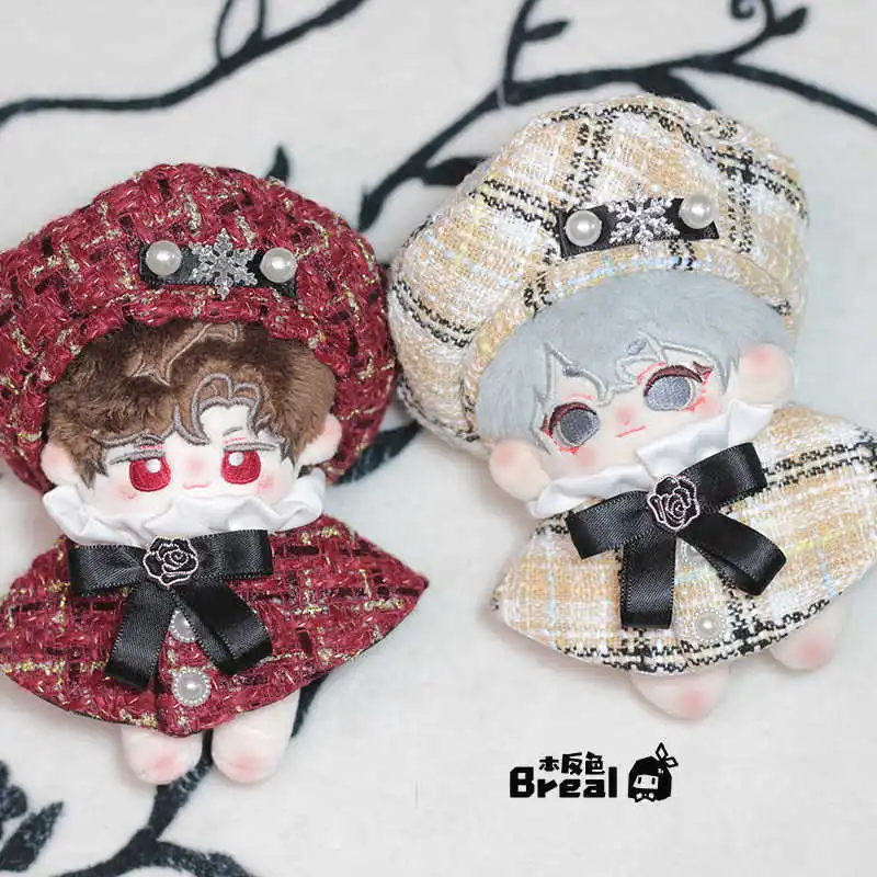 10cm Handmade Plush Doll Toy Clothes 20 10cm Anime Fashion High-End Pearl Beret Bow Cloak Set For Boys And Girls Birthday Gifts