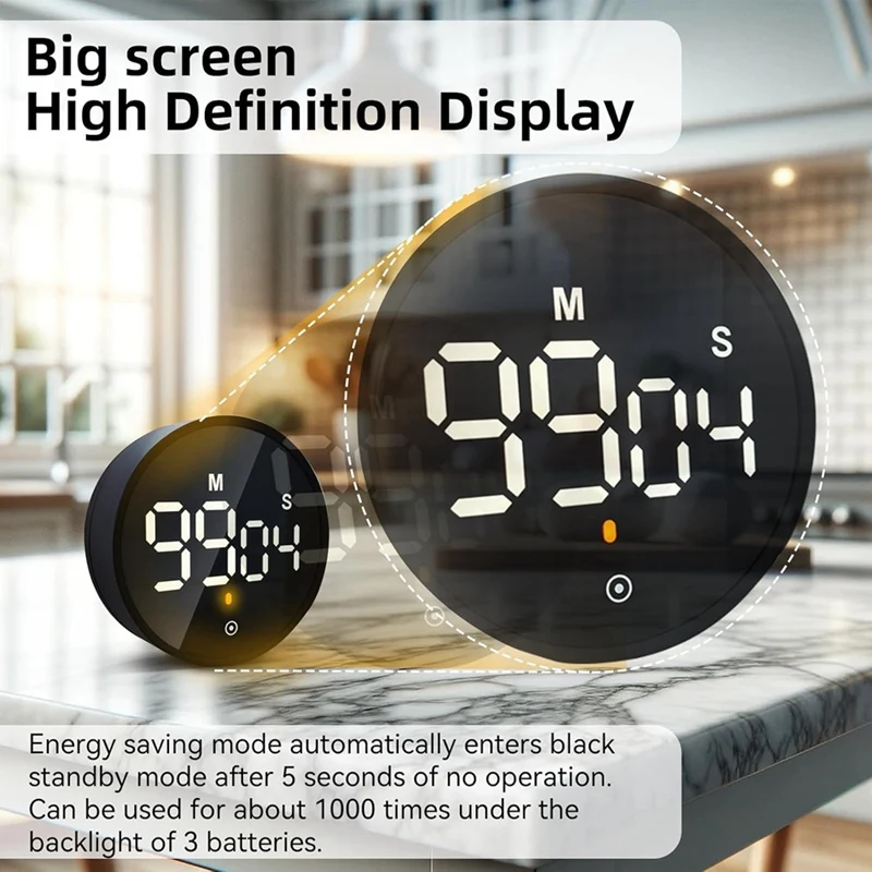 Digital Kitchen Timers   Visual Timer  LED Display Magnetic Countdown Countup Volume Adjustable For Cooking Baking Teaching