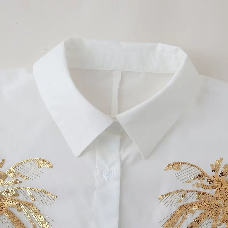 เสื้อผู้หญิงสไตล์ลำลอง ดีไซน์เข้ารูป ผ้าคุณภาพพรีเมียม ประดับลูกปัดปักลาย  สำหรับฤดูใบไม้ร่วง ปี 2024