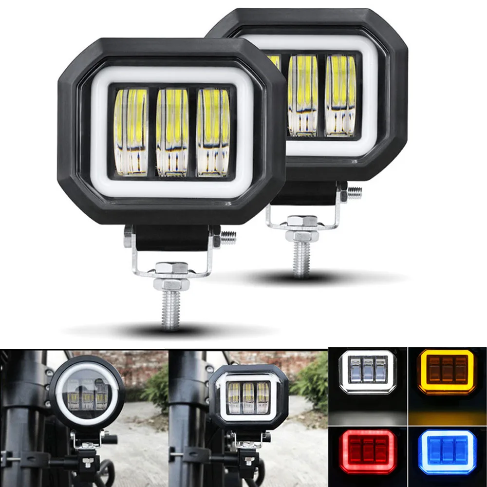 

12V 24V Round Square Led Work Light Angel Eyes Light Spot Light Offroad Motorcycle Car Tractor 4x4 Atv Led Work Light Fog Lamp