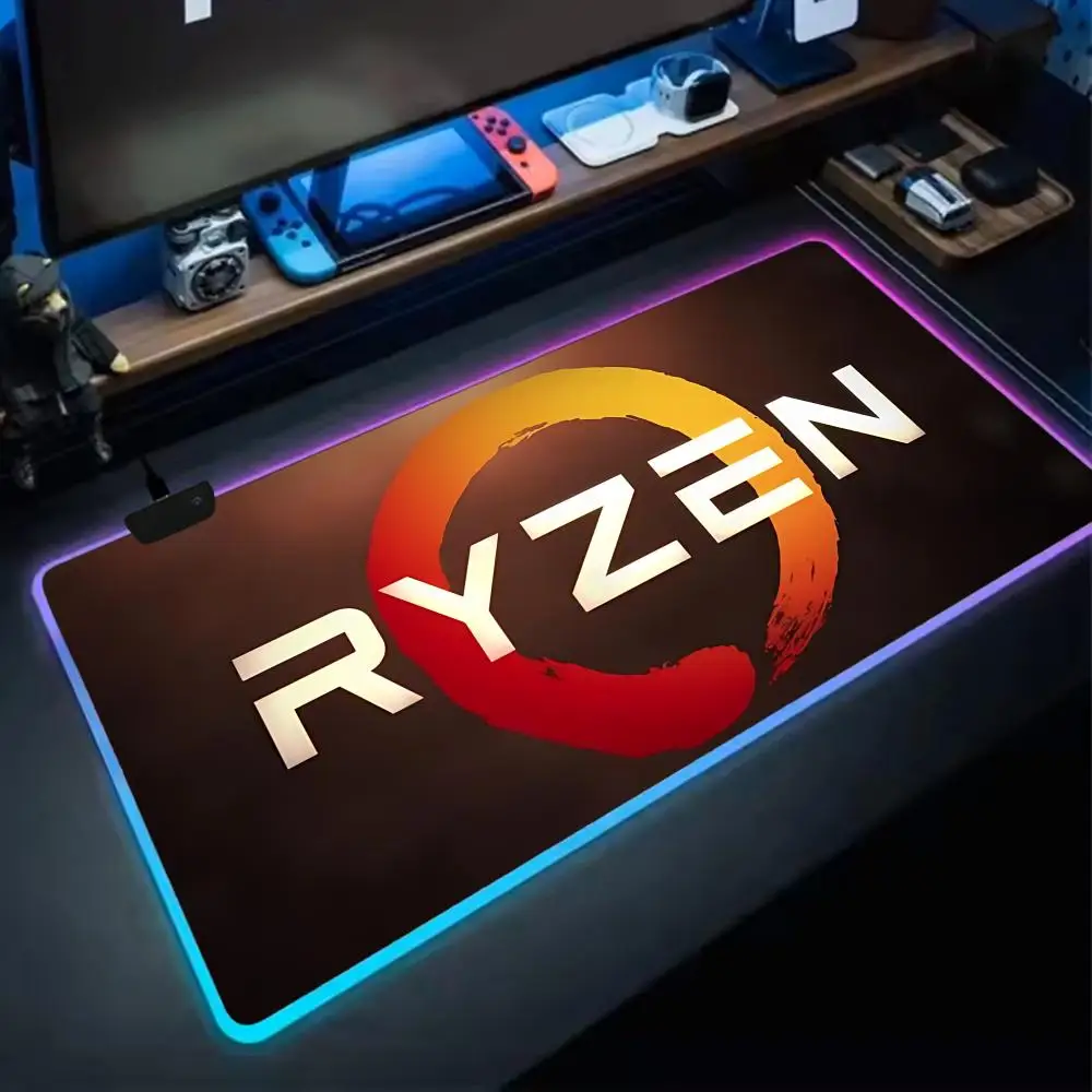 Cool A-AMD JA Muismat Anime Gaming Muismat LED Tafel Pads Backlit Rubber Desktop XXL Muismat RGB Bureaumatten