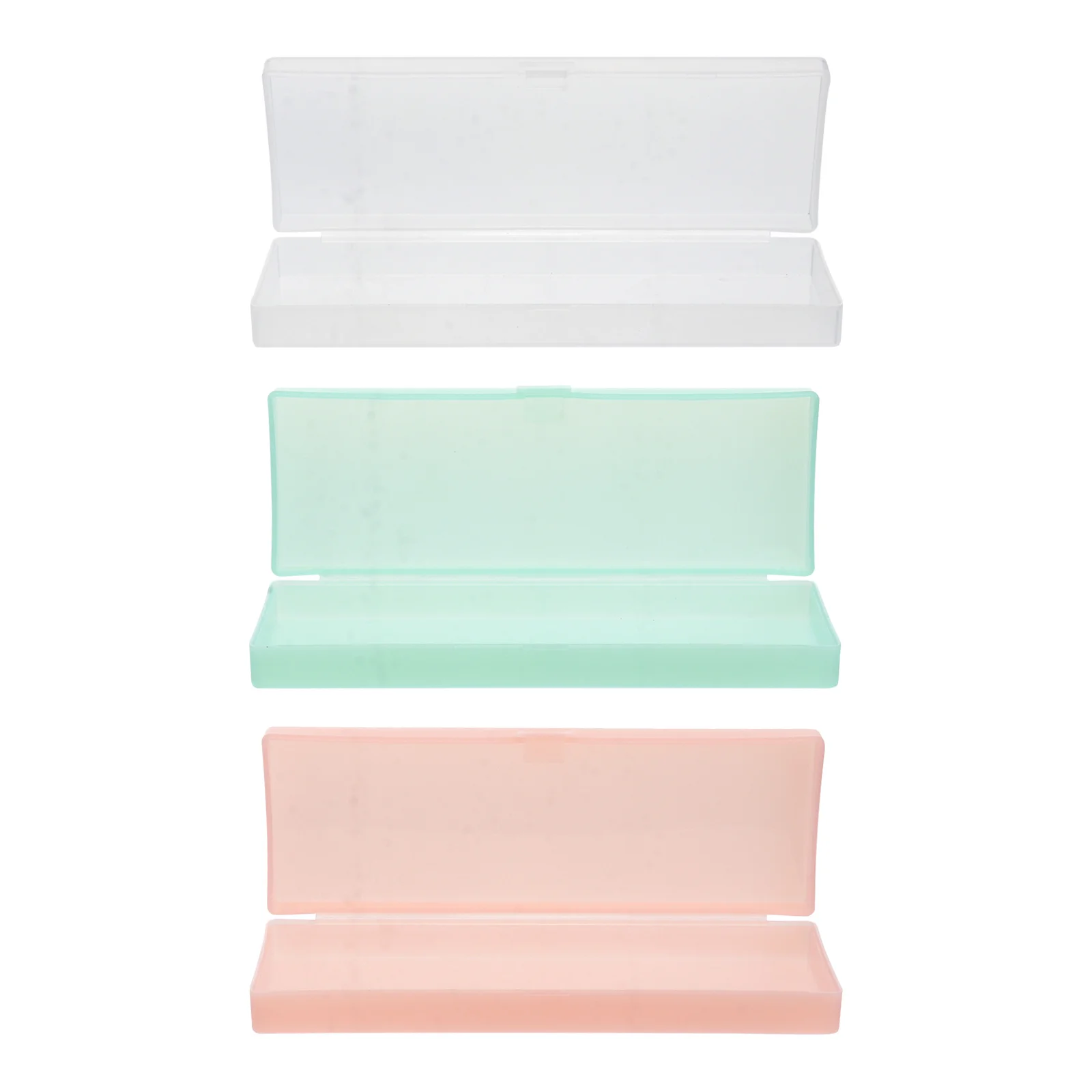

3pcs Creative Simple Pencil Case Pencil Box Two Sides Plastic Translucent Pen Box for School or Office