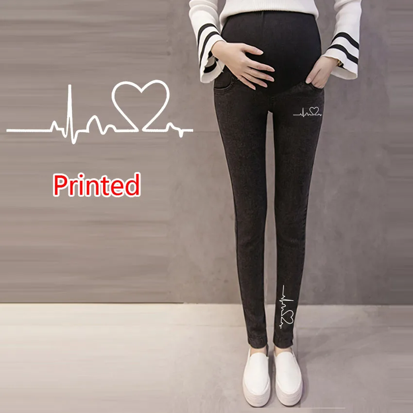 

Maternity Jeans For Pregnant Women Pregnant Pants LOVE Print Elastic Pregnancy Clothes Spring New Slim Maternity Pant
