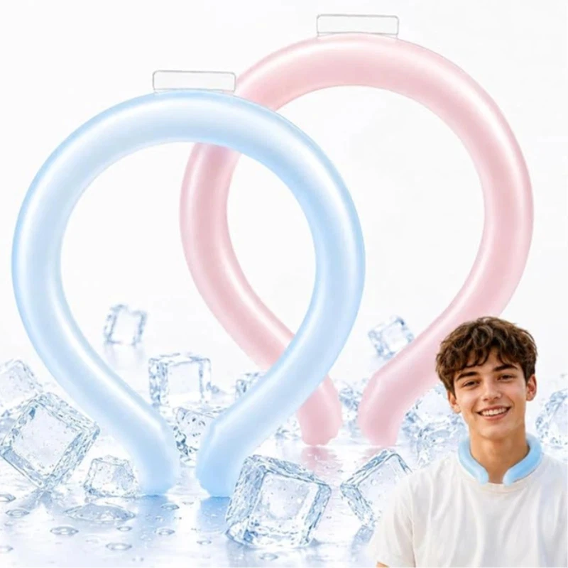 Neck Cooling Tube For Summer Heat Relief Reusable Ice Cooling Ring Wearable Collar For Sports Outdoor Work Travel Hot Flashes