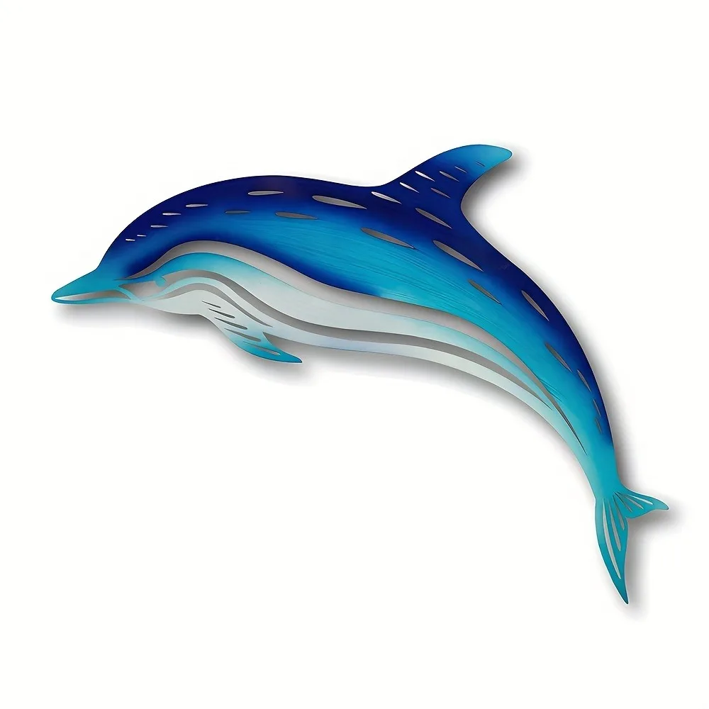 

Blue Dolphin Metal Wall Art - Iron Ocean Home Decor Sculpture