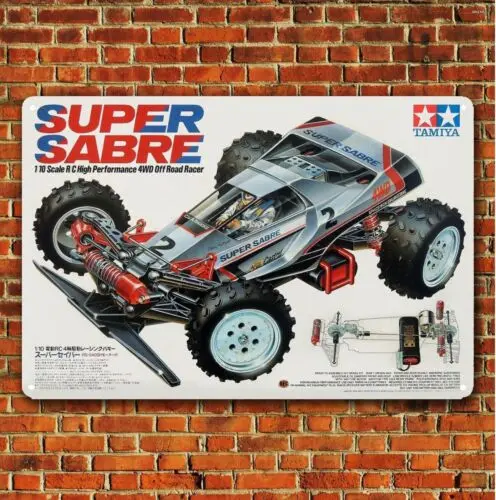 Metal Poster Vintage Rc Car Tin Sign Plaque Tamiya Super Sabre Buggy