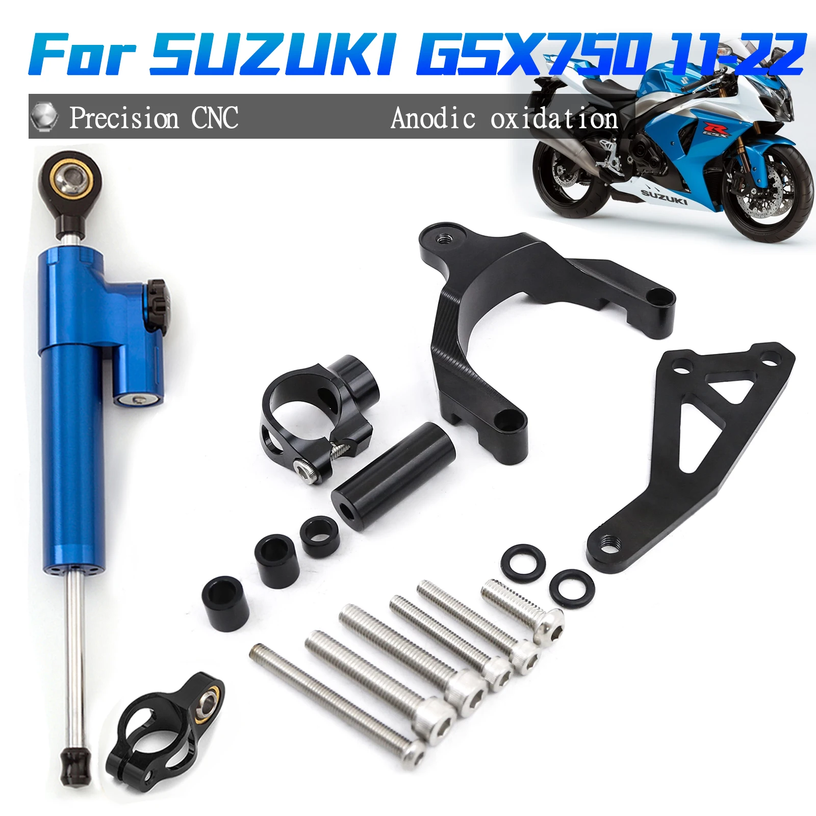 2022 2021 2020 2019 2018 2017 2016 2015 2014 2013 2012 2011 GSX 750 Steering Stabilize Damper Bracket  Kits For Suzuki Gsx750