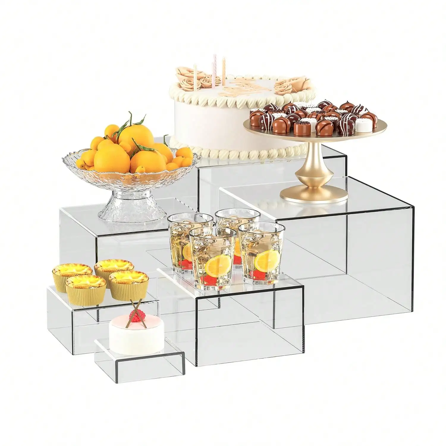 6 PCS Boxes For Display As Buffet Risers And Stands, Food Risers For Party, Table, Stands, Including 8", 7", 6", 5", 4", 3"