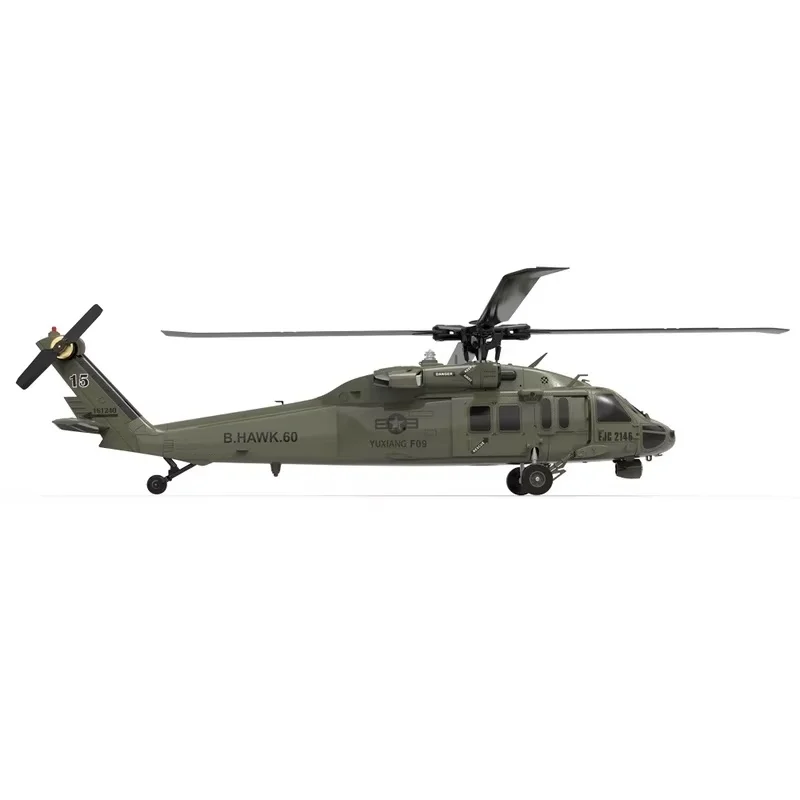 Novo 2025 yuxiang f09 simulação mini helicóptero de controle remoto uh60 black hawk 6 vias 3d dublê modelo aeronave não m1m2