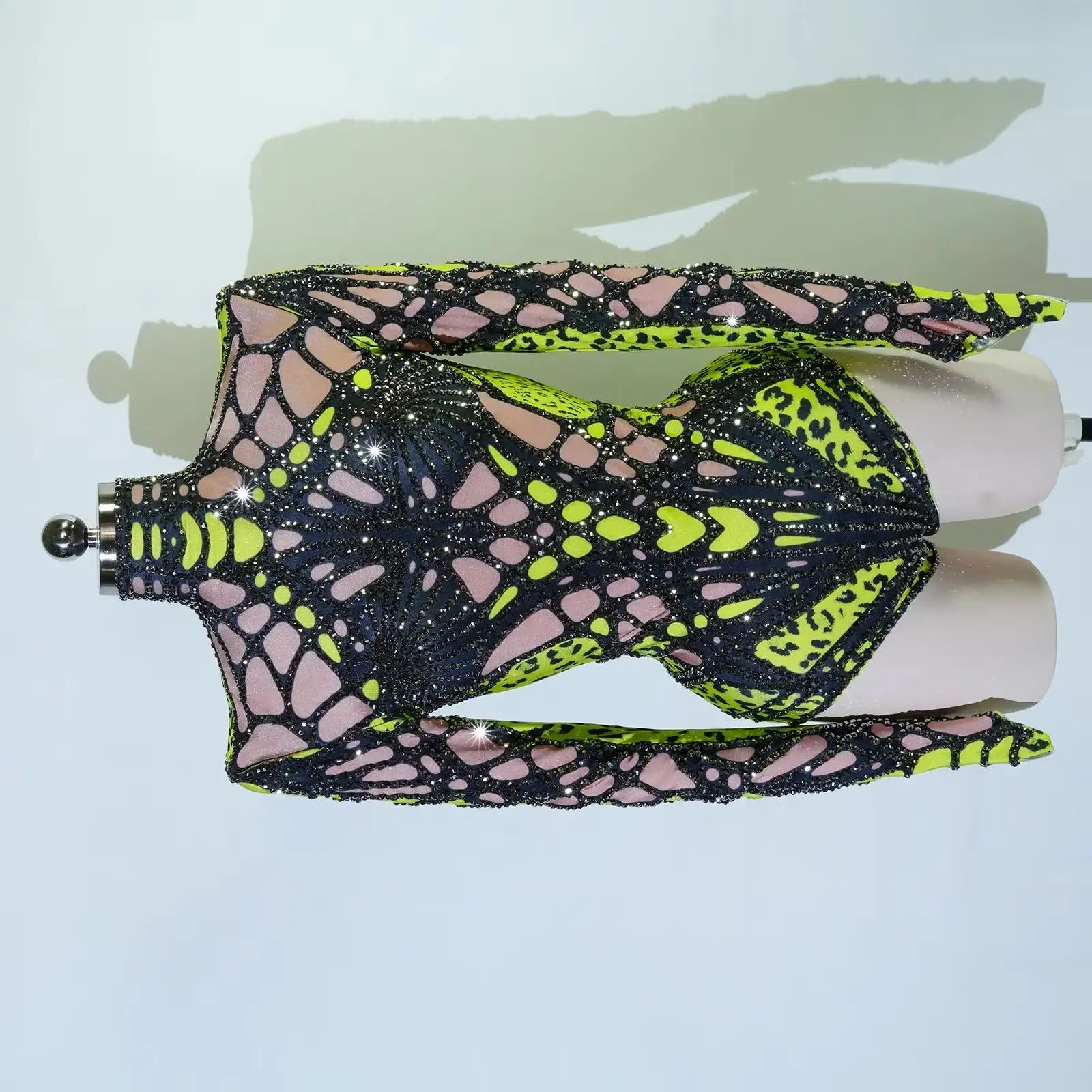 

Green Dance Costume Party Bar Show Performance drag queen Outfit Cosplay Halloween pole Sexy Stage Sparkly Rhinestones Bodysuit