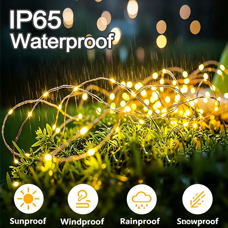 Solar Fairy String Lights 8 Lighting Modes Flexible DIY IP65 Waterproof Solar LED Lights Outdoor Christmas Tree Patio Decoration